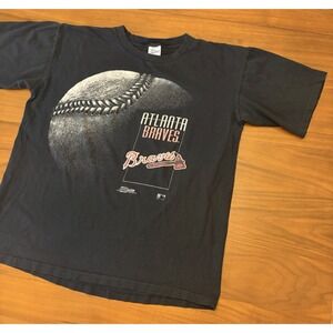 VTG Atlanta Braves Salem Sportswear T-Shirt Mens L Black Single Stitch USA 1992